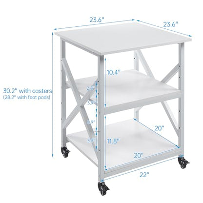 Fannova 3D Printer Stand 23.6"x23.6" with Height Adjustable Storage Shelf - color: White