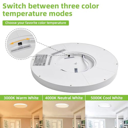 hykolity 12 Inch Selectable CCT LED Round Flat Panel Light,2 Pack | 24W 3000K/4000K/5000K, Edge-Lit Flush Mount Ceiling Light Fixture for Kitchen, Bedroom, Laundry and Closet Room,White - color: White, size: 12 inch