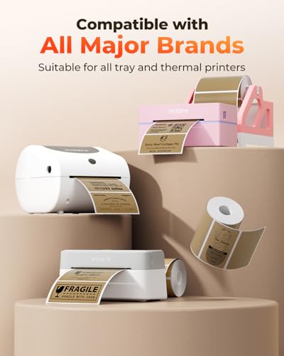 MUNBYN 4x2 Thermal Labels, 500 Sheets/1 Roll, Brown - color: Brown, size: 4x2"