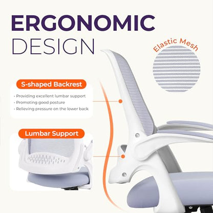 NEO CHAIR Office Desk Chair, Ergonomic Mesh with Flip-Up Armrests, Purple - color: Purple