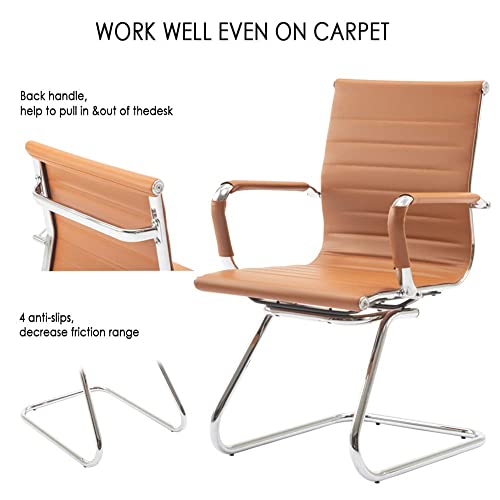 HNY 2-Pack PU Leather Office Guest Chairs - color: Cognac, size: 2 PCS