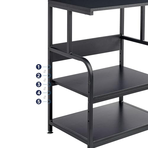 Fannova Printer Stand, 3 Tier Printer Table with Height Adjustable Storage Shelf, Rolling Printer Cart with Wheels for Home Office Organization, Black - color: Black
