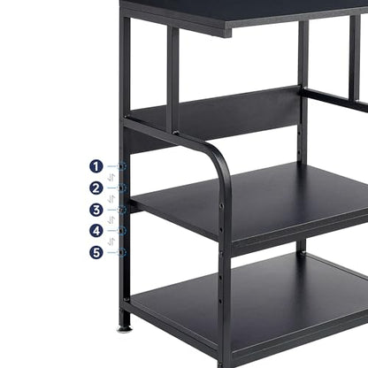 Fannova Printer Stand, 3 Tier Printer Table with Height Adjustable Storage Shelf, Rolling Printer Cart with Wheels for Home Office Organization, Black - color: Black