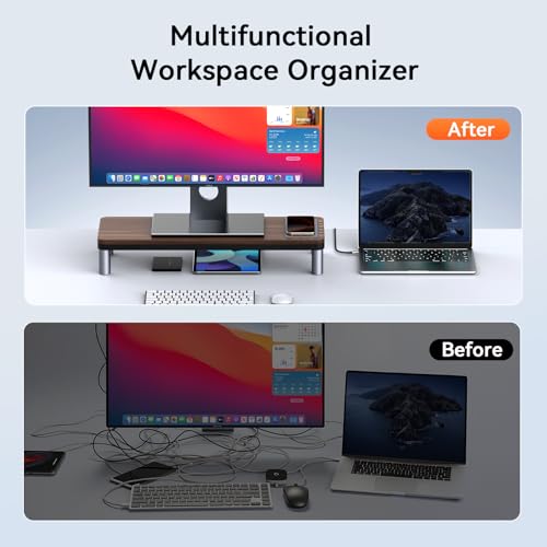 TobenONE MacBook Docking Station 10 in 1 (Monitor Stand, Wireless Charging) | 4K@60Hz HDMI Display, 100W Power Supply, 5 USB Ports, for Dell/Lenovo/HP/MacBook Desktop Accessories Desk, Clutter-Free