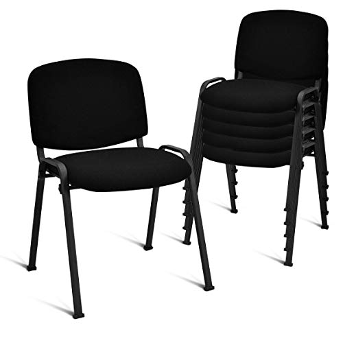HAPPYGRILL Waiting Room Chairs, Stackable Conference Chairs with Metal Frame, Padded Cushion, Ergonomic Design, Guest Reception Chairs Set for Office, Reception Room, Conference Room, Events (5-Pack) - size: 5-Pack