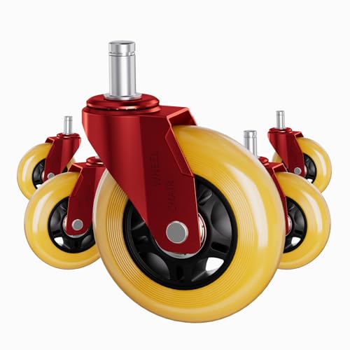 Office Chair Wheels Replacement Rubber Chair Casters Heavy Duty - color: Yellow