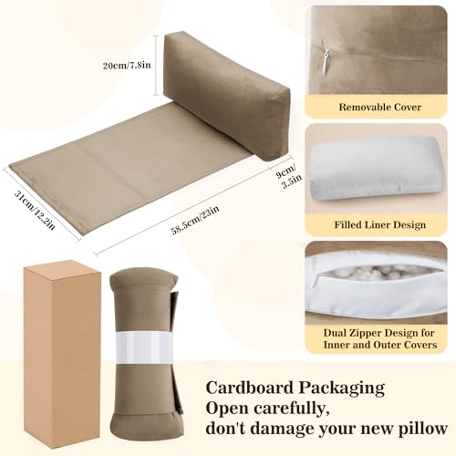 Recliner Headrest Pillow, Adjustable Comfort Neck & Head Support Pillow | Soft Velvet, Weighted Non-Slip Flap, Adjustable Filling, Washable Cover, for Recliners, Sofas, Office Chairs - color: Camel