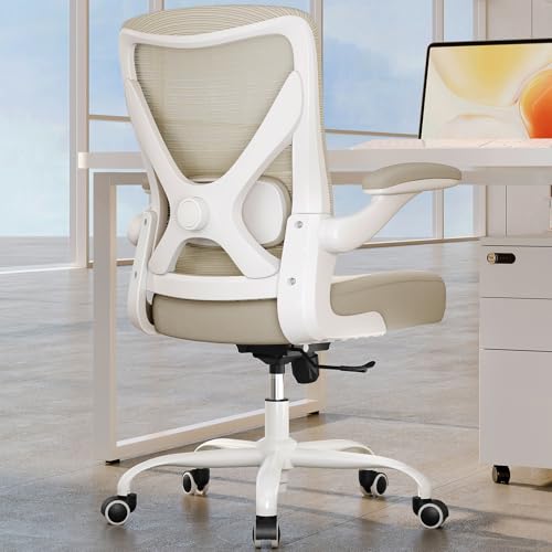 Ergalithic Office Chair: Mesh Ergonomic Desk Chair with 3D Lumbar & Swivel - color: Khaki Beige, size: Pack of 1
