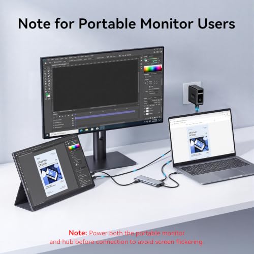MOKiN USB C Splitter for Dual Monitors 4K@60Hz DP Alt Mode for Laptops