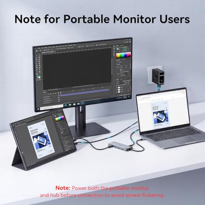 MOKiN USB C Splitter for Dual Monitors 4K@60Hz DP Alt Mode for Laptops