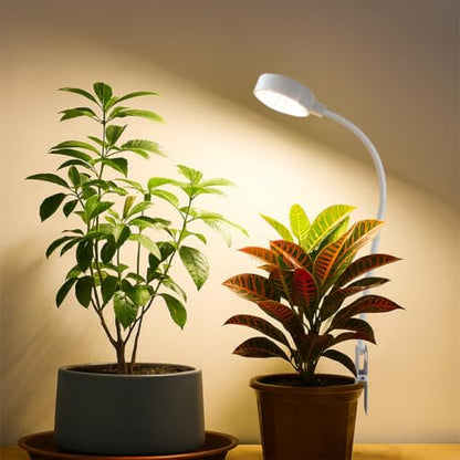 Grow Light, Pot Clip LED Growing Lamp for Indoor Succulents Pot Mini Small Plants,6000K White Full Spectrum with 5-Level Dimmable, Auto Timer 4/8/12/18 Hrs
