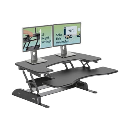 Vari VariDesk Pro Plus 36 - Adjustable Desk Converter with 11 Height Settings - Laptop Sit Stand Desk Riser for Home Office, Table Tops, Workspace - Fully Assembled with Spring Loaded Lift - Black - color: Black