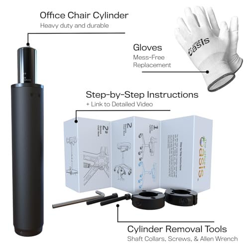 Office Chair Cylinder Replacement with Removal Tool (As Seen On PBS) - Heavy Duty Pneumatic Gas Lift Piston for Desk Chairs and Gaming Chairs - Universal Fit - style: Cylinder Replacement Kit