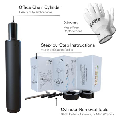 Office Chair Cylinder Replacement with Removal Tool (As Seen On PBS) - Heavy Duty Pneumatic Gas Lift Piston for Desk Chairs and Gaming Chairs - Universal Fit - style: Cylinder Replacement Kit