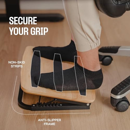 Adjustable Under Desk Foot Stool - Ergonomic Foot Rest with 7 Angles - Natural - color: Natural