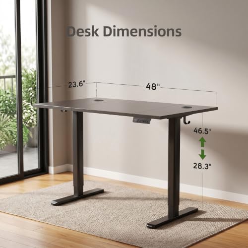 Claiks Electric Standing Desk, 48x24 Inch, Black - color: Black, size: 48 Inch
