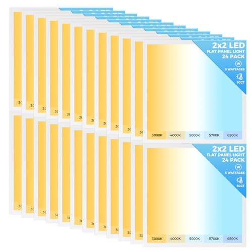 AIKVSXER 24 Pack 2x2 LED Flat Panel Light, Recessed Drop Ceiling Light Kitchen Lighting Fixtures,Bright 6500LM,0-10V Dimmable,Switchable 3000K/4000K/5000K/5700K/6500K, 30W/35W/40W/45W/50W - size: 2x2-24p