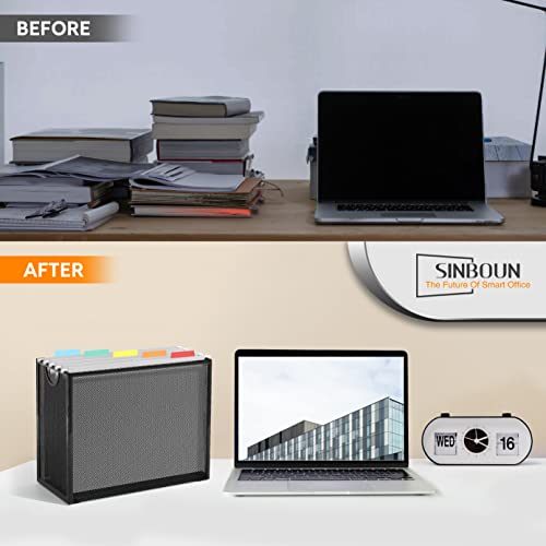 Sinboun Hanging File Organizer Includes 5 Hanging Folders for Office, Black - color: Includes 5 Grey Folders