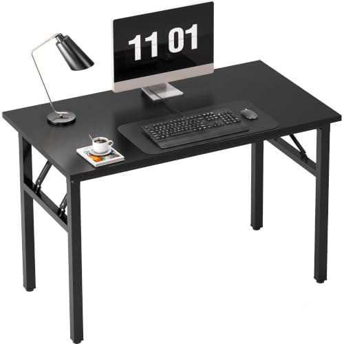 Need Folding Computer Desk - 39.4 Inch Foldable Office Writing Work Study Kids Student Teacher Home Bedroom Table for Small Space, Black - color: Black, size: 39.4 inches