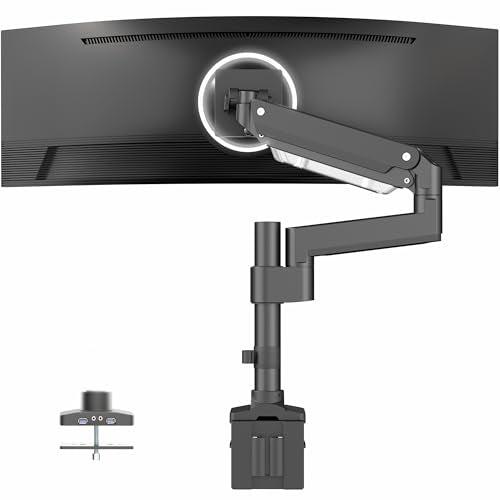 VIVO Premium Aluminum Tall Extended Monitor Arm for Ultrawide Monitors up to 49 inches and 33 lbs, USB Single Desk Mount Stand, Pneumatic Height Adjust, Max VESA 100x100, Black, STAND-V101GTU - size: tall, style: USB