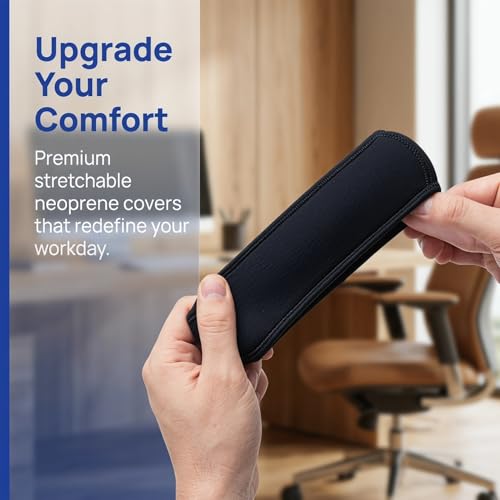 KALLORY Chair Armrest Cover Office Chair Arm Rest Pad Neoprene Arm Covers for Desk Pressure Relief Cushion for Home and Office Size S 2 Pack