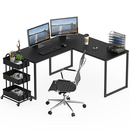 SHW Mission 55 x 60 L-Shape Home Office Computer Desk, Black - color: Black, size: 55-Inch L-Shaped