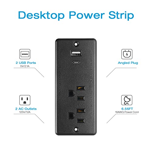 HHSOET Furniture Recessed Power Strip, 20W USB C Ports, Black, 6FT - size: 6ft-USB-C