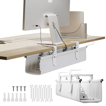 Ascrono Original Under Desk Cable Management Tray, White, 27.3" - color: White, size: Regular (27.3 in)