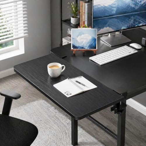 Desk Extender, 25.98'' x 9.84 '' Foldable Table Extension Folding Wall Table Keyboard Extender for Desk Clamp-on Shelf for Dorm Bunk, Office, Kitchen Bar, Additional Storage Platforms (Black)