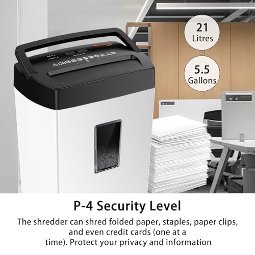 Bonsaii Heavy-Duty Shredder, Up to 12 Sheets, P-4 high Security, Credit Cards, Mail, & Staples, 5.5-Gallon bin with a Transparent Window, Suitable for Heavy-Duty use in Home Offices, White & Black - color: Black and White, size: 12-Sheet | 5 min