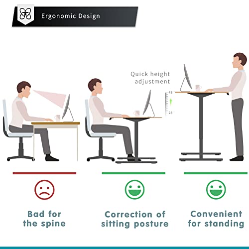 YESHOMY Height Adjustable Electric Standing Desk, 40 inch Computer Table, Home Office Workstation, Black Leg/Natural Top - color: Black Leg/Natural Top, size: 40in