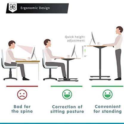 YESHOMY Height Adjustable Electric Standing Desk, 40 inch Computer Table, Home Office Workstation, Black Leg/Natural Top - color: Black Leg/Natural Top, size: 40in