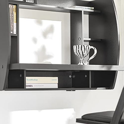 Haotian SoBuy Wall Mounted Folding Table Home Office Workstation Computer Desk with Storage Shelves Trestle Desk, Black FWT18-SCH