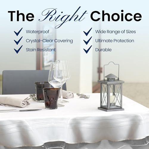 BRODER MFG. INC. Tablecloth Protector Crystal Clear Vinyl (60"x144" Oblong) | Thick, Durable Clear Table/Tablecloth Protector | Perfect for Parties, Special Occasions, Gatherings, and Everyday Use - size: 144" x 60" (Rectangular)