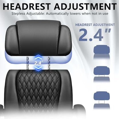 Office Chair with Foot Rest 400lbs, High Back Leather Office Chair Big and Tall, Heavy Duty Ergonomic Executive Desk Chair for Home Office, Black - color: Black