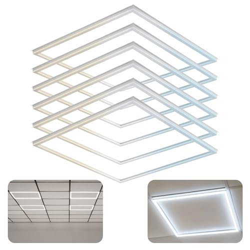 World Smart 2x2 FT Edge-Lit LED Panel Light 6 Pack, 5CCT 3000K-6500K & 3 Wattage Options (20W/30W/40W), 0-10V Dimmable Drop Ceiling Lights, 100-277V, Damp Rated