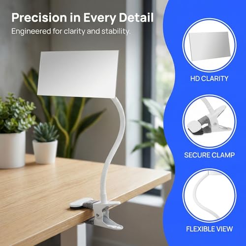 IMIKEYA Clip-On Desk Makeup Mirror for Cubicle, Anti-Peeping Privacy Mirror, Convex Rear View Desk Mirror for Office Computer Monitor, Adjustable Gooseneck Clamp Mirror