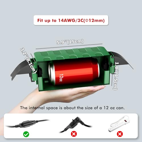 Flemoon IP55 Small Outdoor Electrical Box Waterproof, for Power Strip | Inner 5.9 x 3.2 x 1.8inch, Extension Cord Cover with Detachable Awning Covers for Plug, Outlet, Holiday Lights, Green - color: Green, size: Small