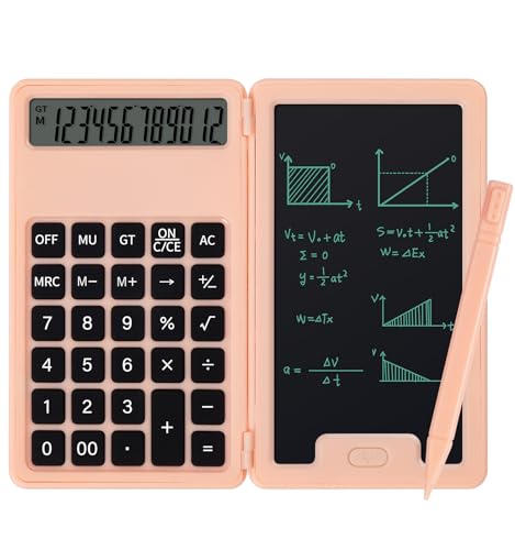 Desk Portable Basic Calculator with Notepad and Stylus, 12 Digit Large Display Multi-Function for Office, School, Home & Basic Financial (Pink) | Basic Calculator, More Lightweight and Portable, 12 Digit Large Display Multi-Function for Office, Home & Fin
