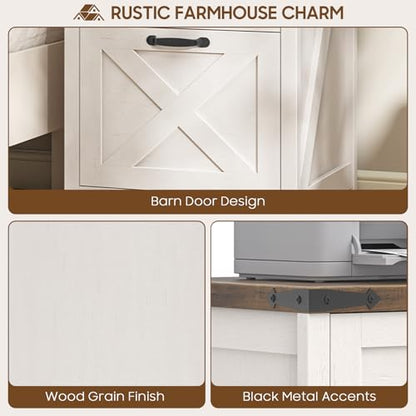 Farmhouse 3 Drawers File Cabinet with Lock for Home Office, Rustic White - color: Rustic White, size: 3 Drawers