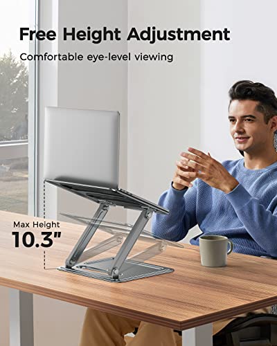 LORYERGO Adjustable Laptop Stand, Portable for 17.3inch Laptops, Holds Up to 17.6lbs, Ergonomic Posture & Heat Dissipation - Gray - color: Gray