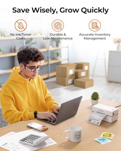 MUNBYN Bluetooth Thermal Label Printer, Wireless 4x6 Shipping Label Printer - color: White