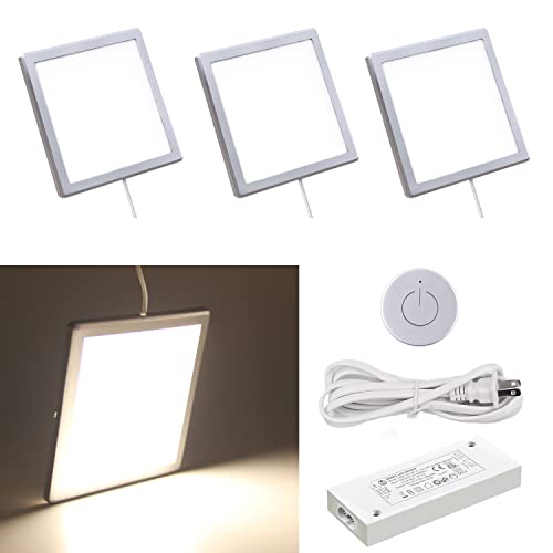 VST Under Cabinet Mini Panel Lighting 3PCS 3.94inch 12V 2.5W(Total 7.5W) with Wireless Dimmer Switch, Surface Mount Puck Light for Kitchen Van Truck Car Galley Downlight (Square Silver 4000K) - color: 3 Pack Square Silver