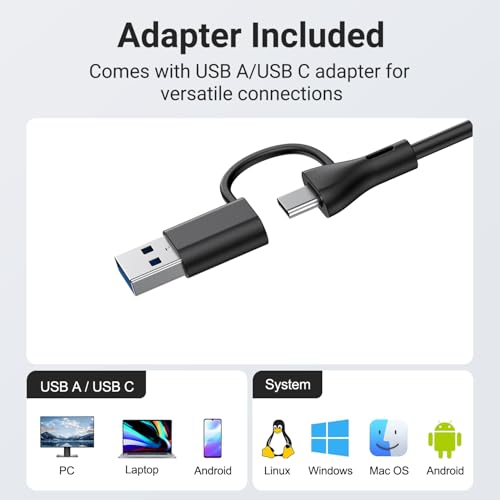INGA Computer Speakers with Detachable Mic, Plug and Play Desktop Speakers, One-Touch Mute Microphone, Stereo & Bass, Easily Clamps to Monitor, Compatible with PC, MAC, Laptop - size: Speaker with Mic