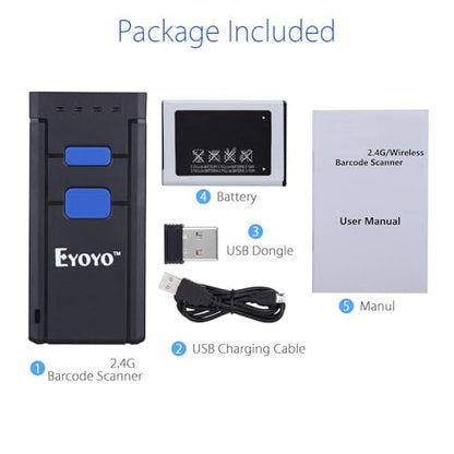Eyoyo 3-in-1 Portable Mini 1D Inventory Bluetooth Barcode Scanner Wireless