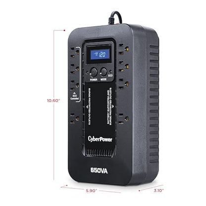 CyberPower EC650LCD Ecologic UPS Battery Backup and Surge Protector - style: 650VA LCD