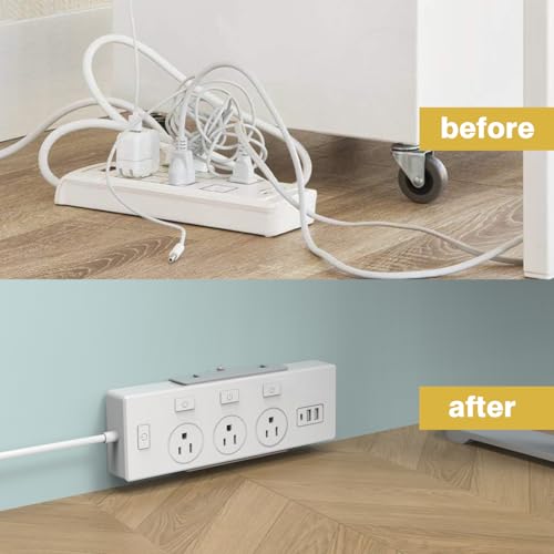 All-Metal Adjustable Width Power Strip/Laptop Chargers Holder Mount - Under Desk or Wall Mountable Universal Organizer for Power Strips, Laptop Chargers & Cable Management (Large)