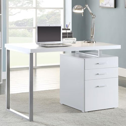Coaster Brennan 47-Inch Rectangular 3-Drawer Desk with Storage White 800325 - color: White