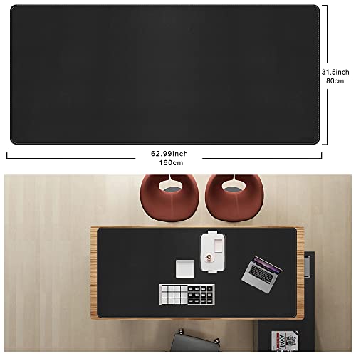 CENNBIE Leather Desk Mat, 63" x 31.4", Large Desk Pad Protector Black - color: Black, size: 31.4" x 63"
