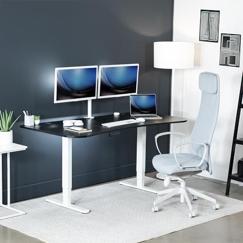 VIVO Black 63 x 32 in Standing Desk, DESK-KIT-2W1B - color: Black Top / White Frame, size: 63 x 32